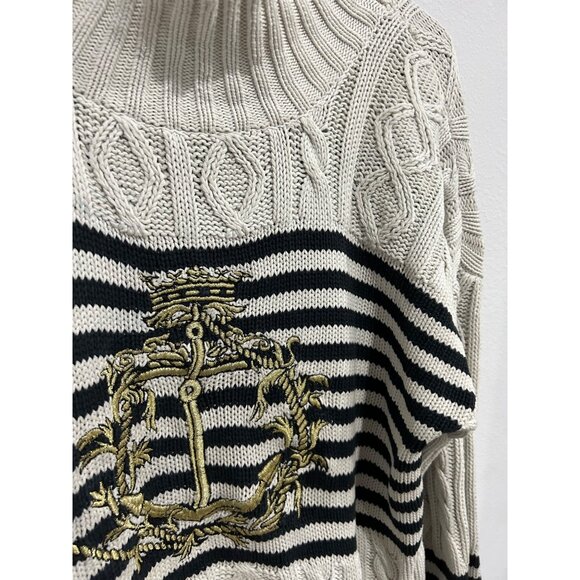 Ann Taylor Cable Knit Sweater Mockneck Anchor Emblem - Picture 4 of 7